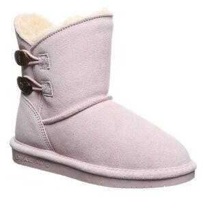New! So cute Bearpaw Rosaline Youth Pale Pink Leather Boots. Size 13